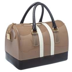 Pre Owned Furla Tri Color Rubber and Leather Medium Candy Satchel