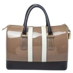 Pre Owned Furla Tri Color Rubber and Leather Medium Candy Satchel