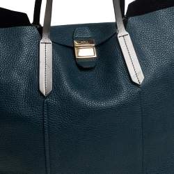 Pre Owned Furla Teal Blue Soft Leather Tote