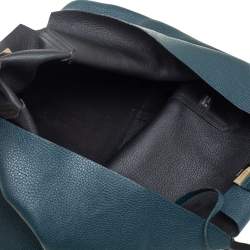 Pre Owned Furla Teal Blue Soft Leather Tote