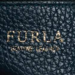 Pre Owned Furla Teal Blue Soft Leather Tote