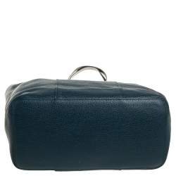 Pre Owned Furla Teal Blue Soft Leather Tote