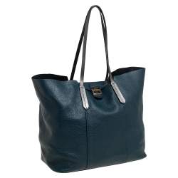 Pre Owned Furla Teal Blue Soft Leather Tote