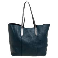Pre Owned Furla Teal Blue Soft Leather Tote