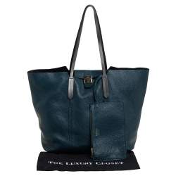 Pre Owned Furla Teal Blue Soft Leather Tote
