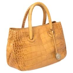 Pre Owned حقيبة يد توتس فورلا براكتيكا جلد نقشة التمساح أصفر مُستردة
