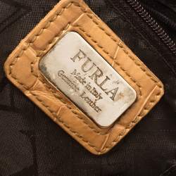 Pre Owned حقيبة يد توتس فورلا براكتيكا جلد نقشة التمساح أصفر مُستردة