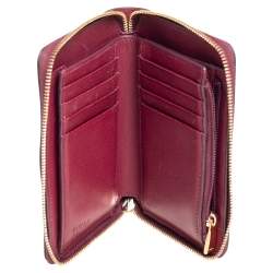 Pre Owned Furla Burgundy Croc Embossed Leather Zip Around Wallet.