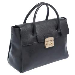 Furla Black Leather Large Metropolis Tote