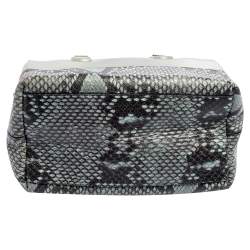 Pre Owned Furla Grey/Black Rubber and Python Embossed Leather Medium Candy Satchel