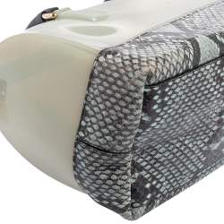 Pre Owned Furla Grey/Black Rubber and Python Embossed Leather Medium Candy Satchel