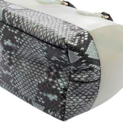 Pre Owned Furla Grey/Black Rubber and Python Embossed Leather Medium Candy Satchel