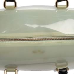 Pre Owned Furla Grey/Black Rubber and Python Embossed Leather Medium Candy Satchel