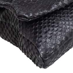 Pre Owned حقيبة كتف فورلا جلد نقشة الثعبان أسود بقلاب