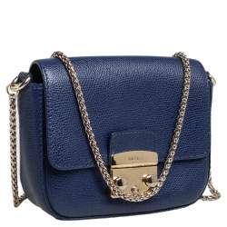 Pre Owned حقيبة كتف فورلا ميتروبوليس جلد أزرق صغيرة