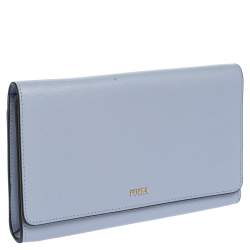 Pre Owned Furla Blue Leather Allegra Flap Clutch