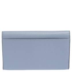 Pre Owned Furla Blue Leather Allegra Flap Clutch