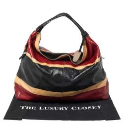 Pre Owned Furla Multicolor Python Embossed Leather Hobo