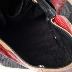 Pre Owned Furla Multicolor Python Embossed Leather Hobo