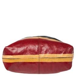 Pre Owned Furla Multicolor Python Embossed Leather Hobo