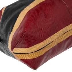 Pre Owned Furla Multicolor Python Embossed Leather Hobo