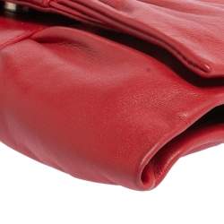 Pre Owned Furla Red Leather Bow Clutch
