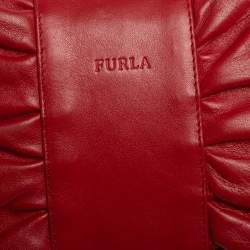 Pre Owned Furla Red Leather Bow Clutch
