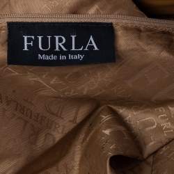 Pre Owned Furla Tan Leather Top Zip Tote