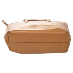 Pre Owned Furla Tan Leather Top Zip Tote