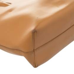 Pre Owned Furla Tan Leather Top Zip Tote