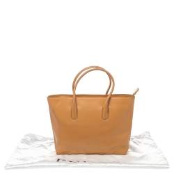 Pre Owned Furla Tan Leather Top Zip Tote