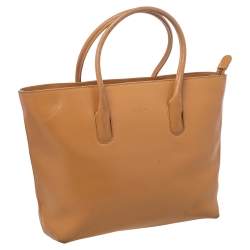 Pre Owned Furla Tan Leather Top Zip Tote
