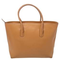 Pre Owned Furla Tan Leather Top Zip Tote
