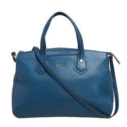 Pre Owned Furla Blue Leather Large Giada Satchel