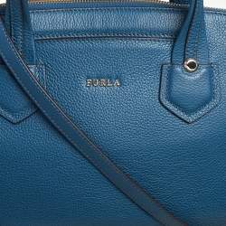 Pre Owned Furla Blue Leather Large Giada Satchel