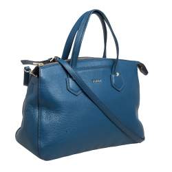 Pre Owned Furla Blue Leather Large Giada Satchel