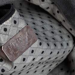 Pre Owned Furla Grey Suede and Leather Side Bow Satchel