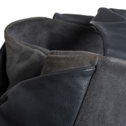 Pre Owned Furla Grey Suede and Leather Side Bow Satchel