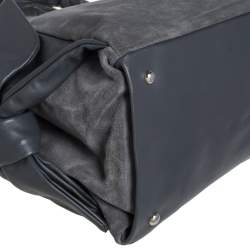 Pre Owned Furla Grey Suede and Leather Side Bow Satchel