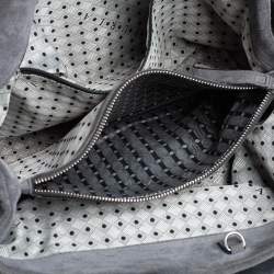 Pre Owned Furla Grey Suede and Leather Side Bow Satchel