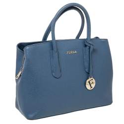 Pre Owned Furla Blue Leather Tessa Tote