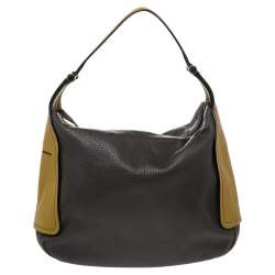 Furla Two Tone Brown Leather Top Zip Hobo
