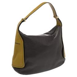 Furla Two Tone Brown Leather Top Zip Hobo