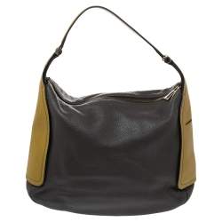 Furla Two Tone Brown Leather Top Zip Hobo