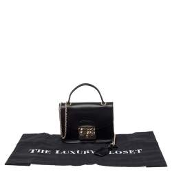 Pre Owned Furla Black Leather Mini Metropolis Top Handle Bag