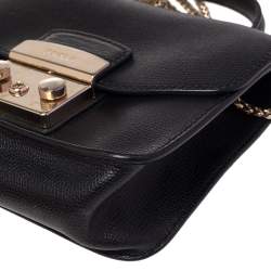 Pre Owned Furla Black Leather Mini Metropolis Top Handle Bag