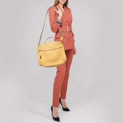 Pre Owned Furla Yellow Leather Piper Top Handle Bag