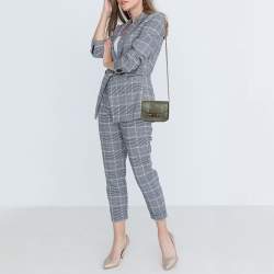 Pre Owned Furla Greyish Green Leather Mini Metropolis Chain Crossbody Bag