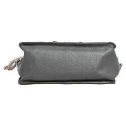 Pre Owned Furla Greyish Green Leather Mini Metropolis Chain Crossbody Bag