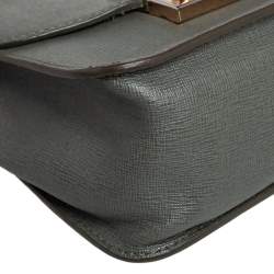 Pre Owned Furla Greyish Green Leather Mini Metropolis Chain Crossbody Bag